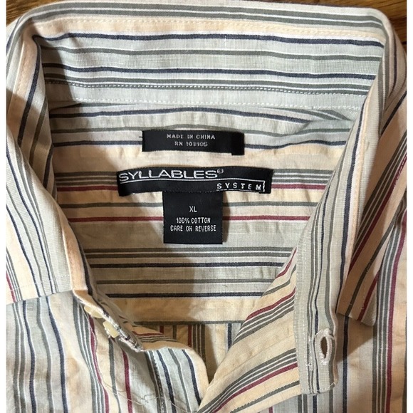 Syllables System Long Sleeve Button Up Striped Shirt Size XL - Picture 4 of 8